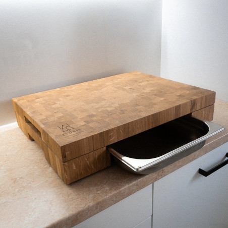 TVORIK End Grain MODULAR na podstawie z wysuniętą szufladą GN 2/3 na odpady
